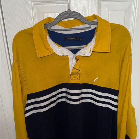 Nautica Men's Yellow blue  Striped Shirt - Picture 2 of 13